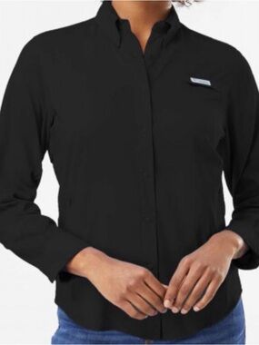 Columbia Women's Black Button-Down Long-Sleeve Shirt - Slim Fit